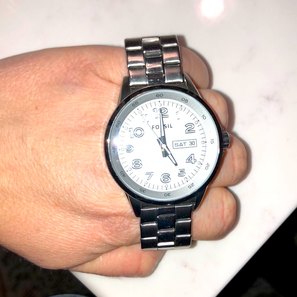 Silver Fossil Watch